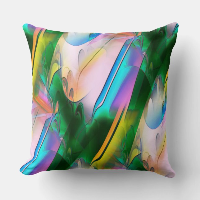 Abstract colorful leaves with psychedelic style    throw pillow (Front)