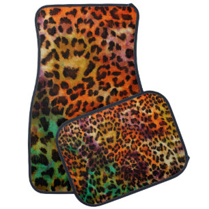 abstract colorful leopard texture pattern car floor mat