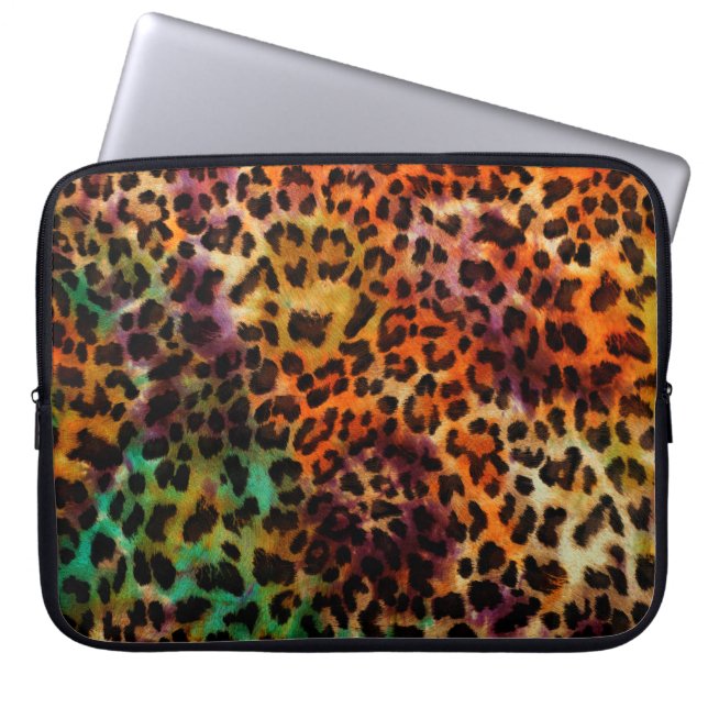 abstract colorful leopard texture pattern laptop sleeve (Front)