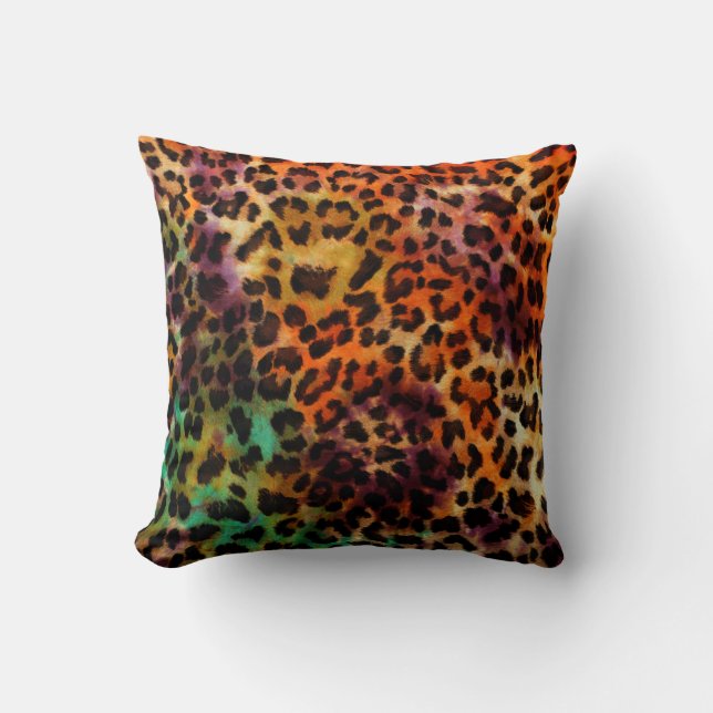 abstract colorful leopard texture pattern throw pillow (Front)