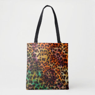 abstract colorful leopard texture pattern tote bag