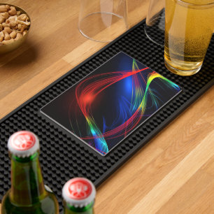 Abstract Colorful Lights Black Bar Mat