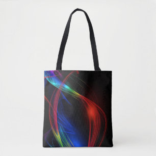 Abstract Colorful Lights Black Tote Bag