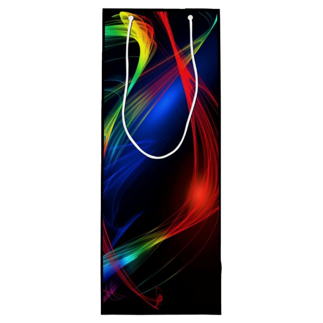 Abstract Colorful Lights Black Wine Gift Bag (Back)