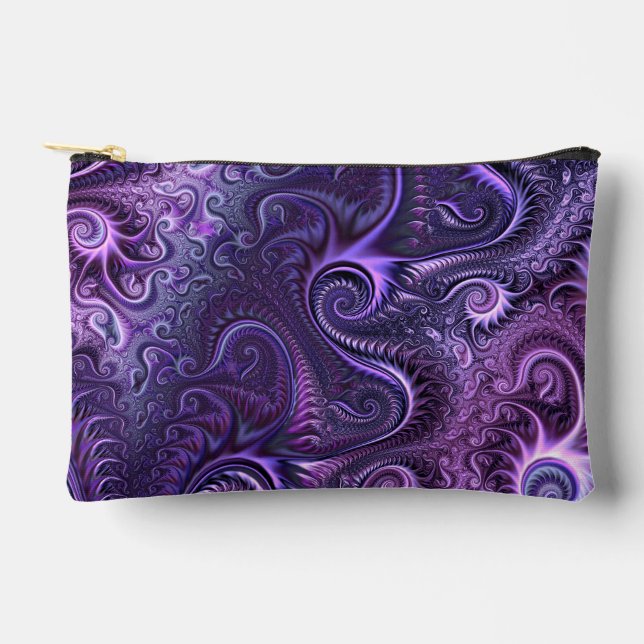 Abstract Colorful Lilac & Violet Spiral Pattern Accessory Pouch (Front)