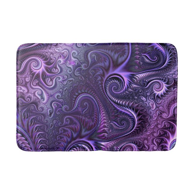 Abstract Colorful Lilac & Violet Spiral Pattern Bath Mat (Front)