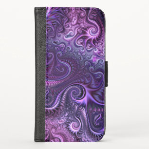 Abstract Colorful Lilac & Violet Spiral Pattern iPhone X Wallet Case