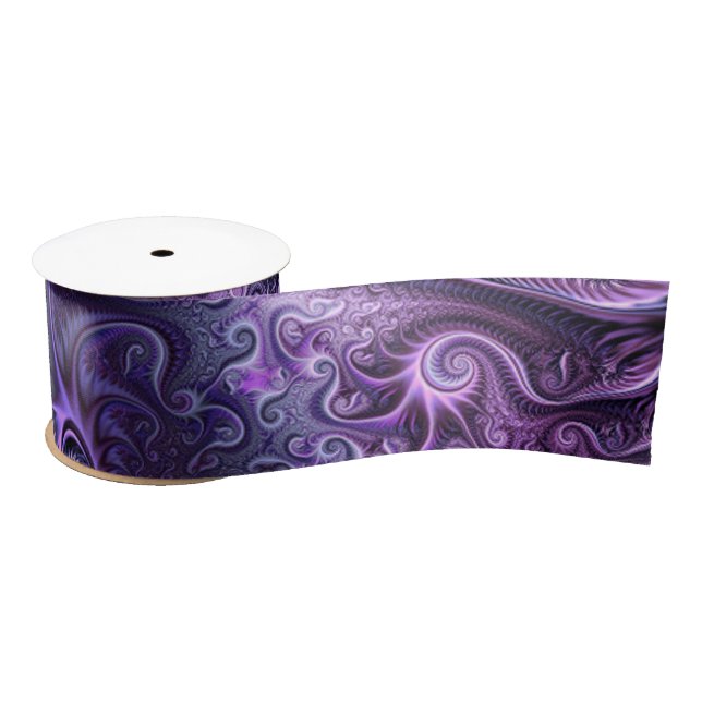 Abstract Colorful Lilac & Violet Spiral Pattern Satin Ribbon (Spool)