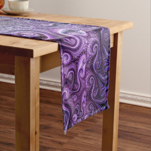 Abstract Colorful Lilac & Violet Spiral Pattern Short Table Runner