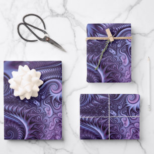 Abstract Colorful Lilac & Violet Spiral Pattern Wrapping Paper Sheets