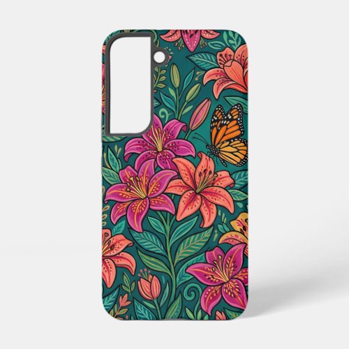 Abstract Colorful Lilies Butterfly Samsung Cases
