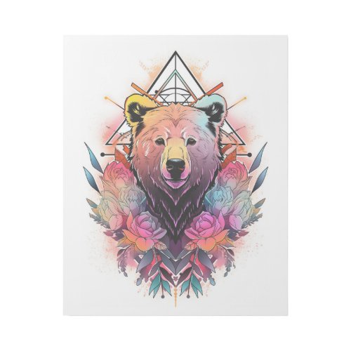 Abstract colorful line art bear