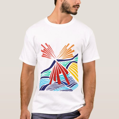 Abstract Colorful Lines Throw Pillow | Modern Geom T-Shirt