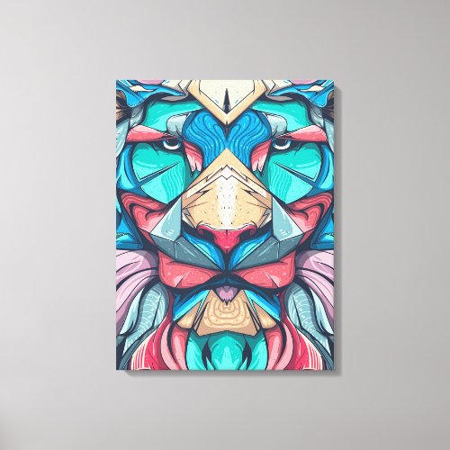 Abstract Colorful Lion  Modern Artwork  Canvas Print