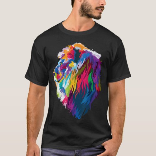 Abstract Colorful Lion  Modern Artwork  T_Shirt