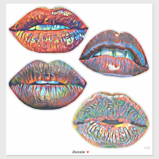 Abstract Colorful Lips Makeup Art Sticker (Sheet)