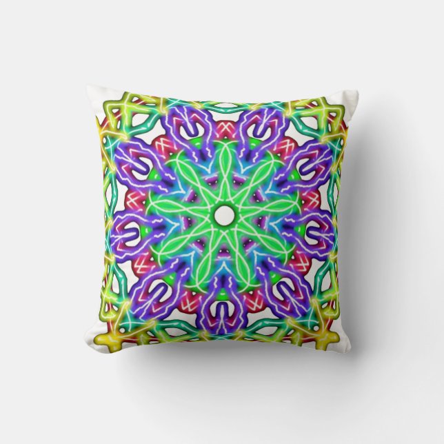 Abstract Colorful Mandala Throw Pillow (Front)