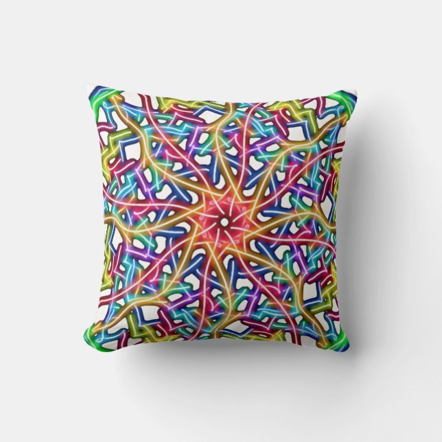 Abstract Colorful Mandala Throw Pillow (Front)
