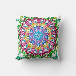 Abstract Colorful Mandala Throw Pillow