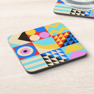 Abstract Colorful Modern Geometric Beverage Coaster
