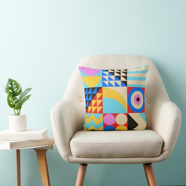 Abstract Colorful Modern Geometric  Throw Pillow (Chair)