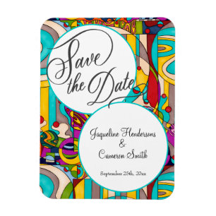 Abstract colorful modern Save the Date Magnet