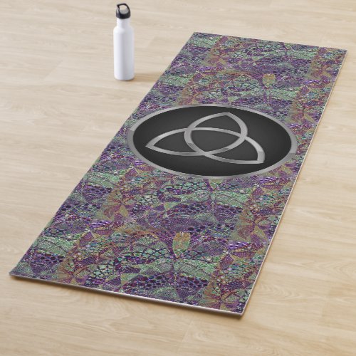 Abstract Colorful Modern Silver Trinity Knot Yoga Mat