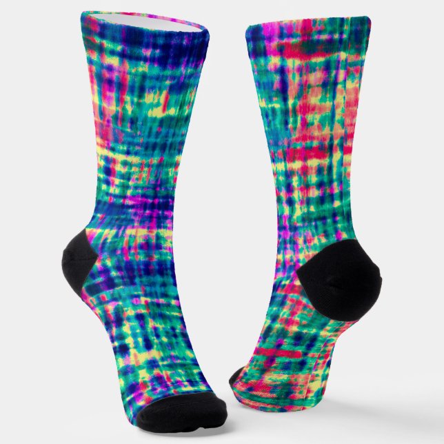 Abstract Colorful Modern Tie Dye Pattern Socks (Angled)