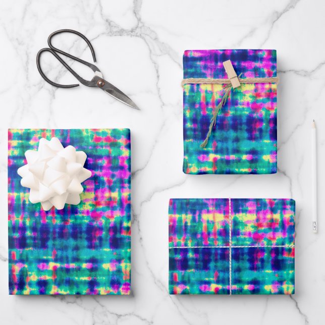 Abstract Colorful Modern Tie Dye Pattern Wrapping Paper Sheets (Front)