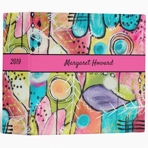 Abstract Colorful Modern Trendy Artistic Customize 3 Ring Binder