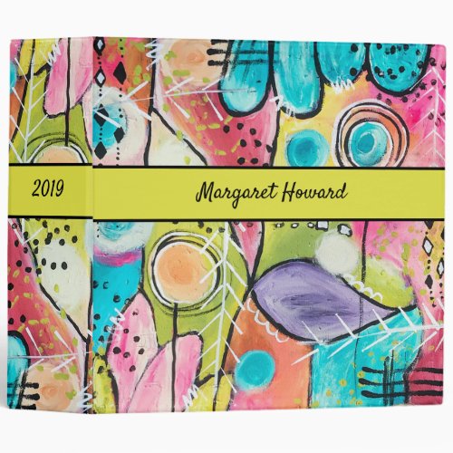 Abstract Colorful Modern Trendy Artistic Customize 3 Ring Binder