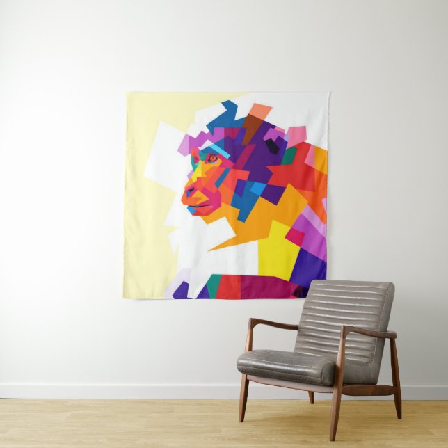 Abstract Colorful Monkey | Modern Artwork  Tapestry (In Situ)