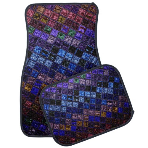 Abstract Colorful Mosaic Leather 4 Car Floor Mat