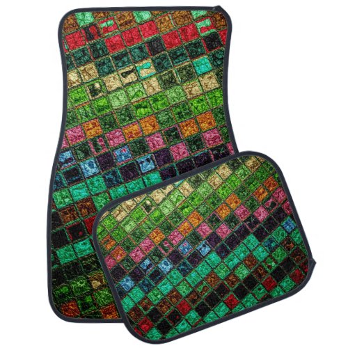 Abstract Colorful Mosaic Leather 6 Car Floor Mat