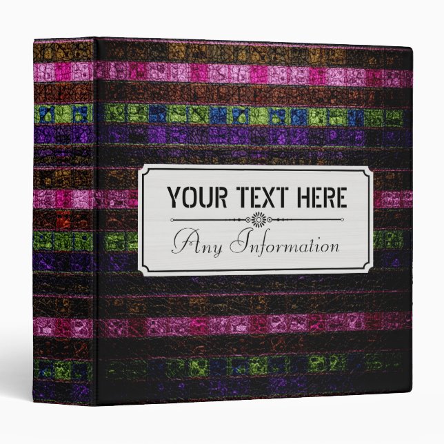 Abstract Colorful Mosaic Look Leather #4 3 Ring Binder (Front/Spine)