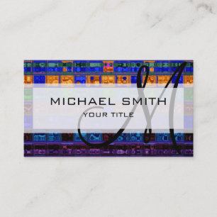Abstract Colorful Mosaic Pattern Monogram Business Card