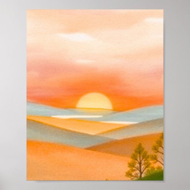 Abstract Colorful Mountain Landscape Illustration  Poster (Front)