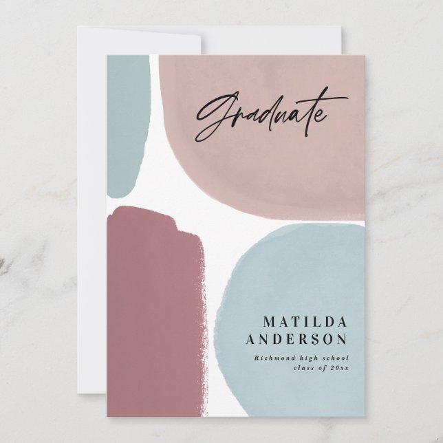 Abstract colorful multi photo graduation party announcement (Front)