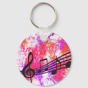Abstract Colorful Music Notes Keychain