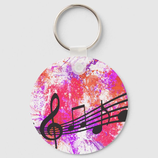 Abstract Colorful Music Notes Keychain (Front)