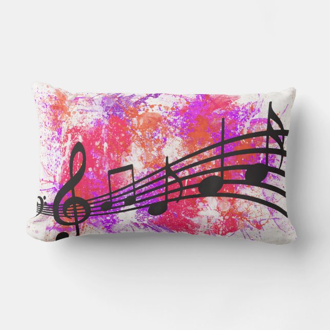 Abstract Colorful Music Notes Lumbar Pillow (Front)