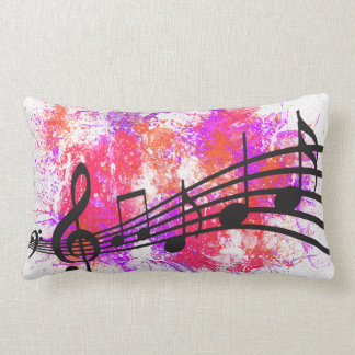 Abstract Colorful Music Notes Lumbar Pillow