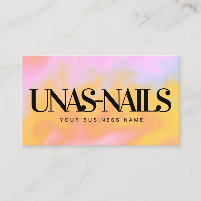 Abstract Colorful Nail Technician Business Card (Front)