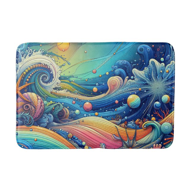 Abstract Colorful Ocean Sea Bath Mat (Front)