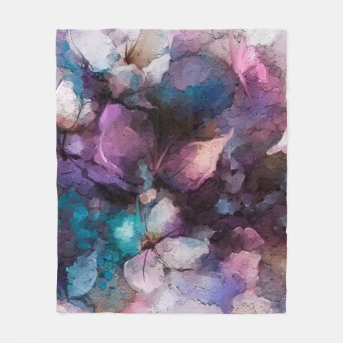 Abstract colorful oil acrylic painting of spring  fleece blanket