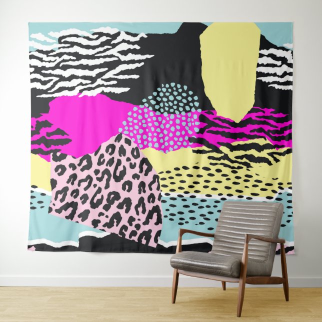 Abstract colorful organic shapes modern pattern tapestry (In Situ (Horizontal))