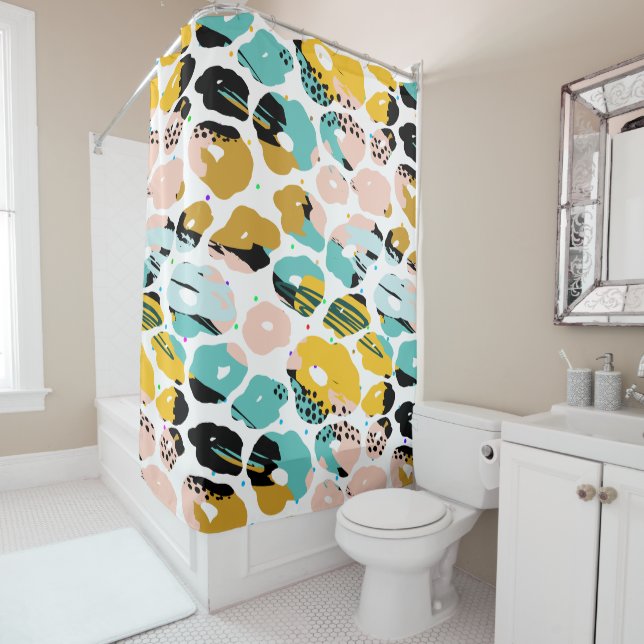 Abstract colorful organic shapes pattern shower curtain (In Situ)