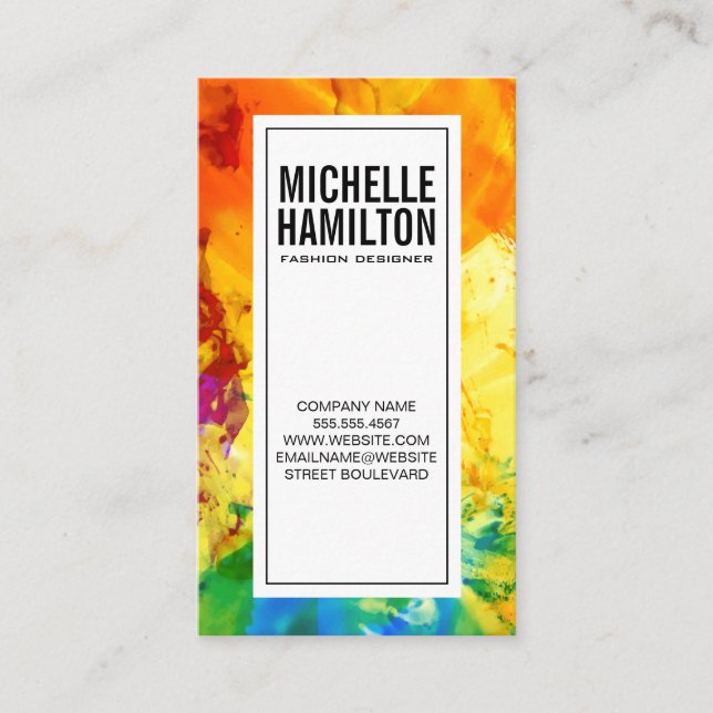 Abstract Colorful Paint Brushed Texture Business Card (Front)