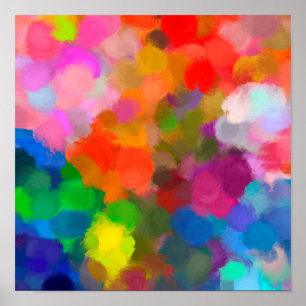 Abstract colorful paint brushstrokes poster