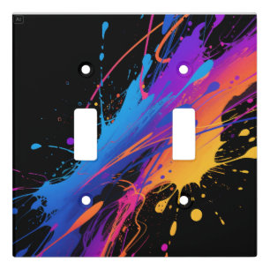 Abstract Colorful Paint Splatter Background Light Switch Cover